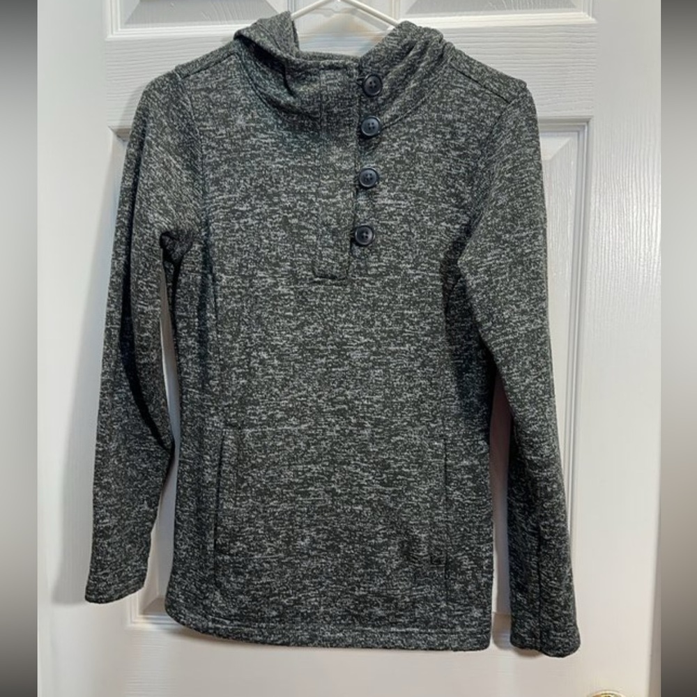 Columbia Gray Marled Button-Collar Pullover Sweater